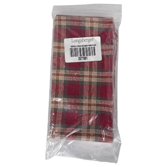 6 New Longaberger Orchard Park Plaid Napkins Set Square Cloth Fabric Accessories - Picture 6 of 9